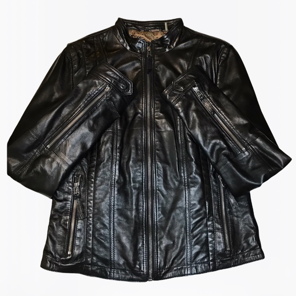 Wilson’s Black Rivet 100% Leather Womens Jacket -S - Picture 10 of 17